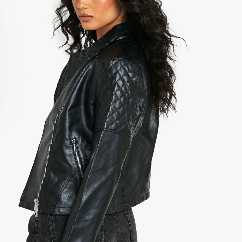 GAP genuine, leather Quilted biker bomber Jacket - Picture 8 of 15